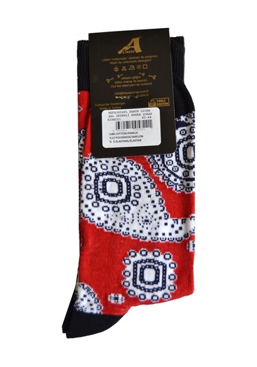 A Classe Şal Desenli Erkek Çorap Kırmızı