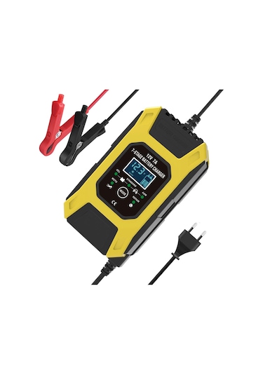 Araç Akü Şarj Cihazı, 12v 7a Kurşun-asit Aküler Şarj Cihazı, Lcd Ekran Akıllı Akü Bakım Cihazı