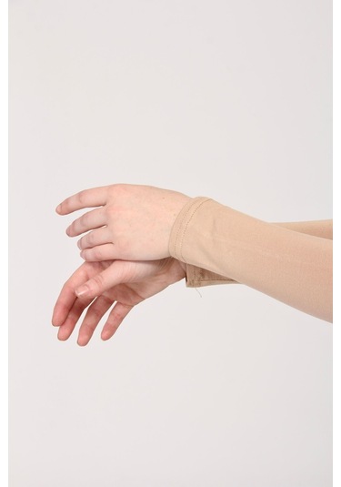 Likralı Kaymayan Kurtarıcı 1 Çift Tesettür Kolluk Bej