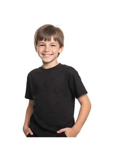 3'lü Unisex Çocuk Düz Siyah-turuncu-mavi Kısa Kollu Tişört Çok Renkli