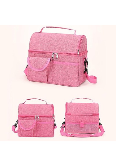 Büyük Yalıtımlı Beslenme Çantası Sızdırmaz Soğutucu Çanta Çift Bölmeli Beslenme Taşıma Çantası Kamp İçin Erkekler Kadınlar İçecek Kutuları Şarap Çantası Soğutucu Kutu Siyah