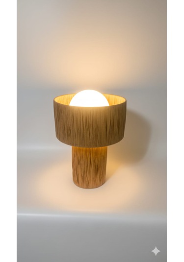 Makrome Rafya Abajur Modern Tasarım Dekoratif Masa Lambası Aydınlatma Glop Cam Abajur Hasır