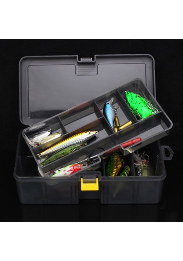 Jeehugo Yüksek Dayanıklı Pp Malzeme İkili Katlı Balıkçılık Aleti Kutusu, Çok Bölmeli Ve Ayarlanabilir Bölmeler İle Transparan Tasarım