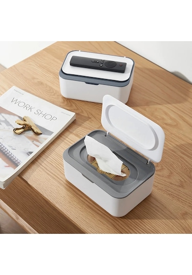 Beyaz-ıslak Mendil Saklama Kutusu Kapaklı Ev Masaüstü Kağıt Mendil Dağıtıcı Peçete Durumda Peçete Saklama Kutusu Tutucu Konteyner