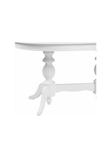 Montclair Çift Baba Ayaklı Masif Ahşap Oval Yemek Masası 90x140 Beyaz