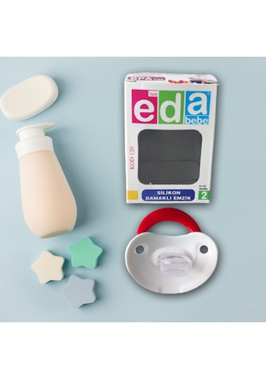 Eda Bebe Lüx Silikon Damaklı Emzik 3'lü Eko Set - 6-18 Ay -3 Renk Çok Renkli