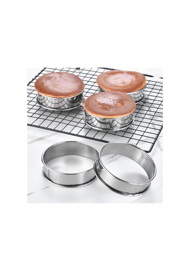 Kangvka 8 Adet 10 Cm Gümüş Renk Paslanmaz Çelik Pasta Kalıbı, Çift Kenarlı Tart Formu, Hamur Şekillendirici, Fırın Ve Lavabo Uygun, Pişirme Aletleri Seti Gümüş