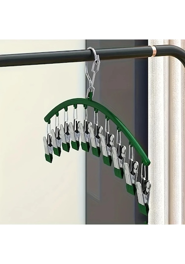 Fochsia 4 Renk Seçenekli Yeşil 10 Askılı Dayanıklı Pantolon Askısı, Etek Ve İç Çamaşırı İçin Yeşil