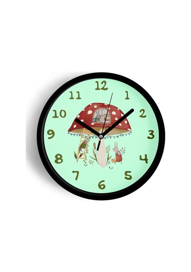 Sevimli Tavşanlar Çocuk Odası Duvar Saati - 25cm - Önü Camlı Siyah Kasa - Sessiz Mekanizma-jh0970 Siyah