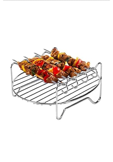 4 Adet - Ömür Boyu Paslanmaz Airfryer Kebap Şişi - 20 Cm Mangal Şiş