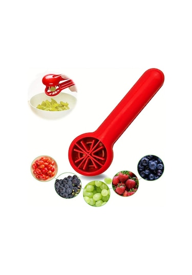 Fochsia Pancerka Kırmızı Portatif Meyve Dilimleyici Bıçaksız Kolay Tutma Sapı Güvenli Kırmızı