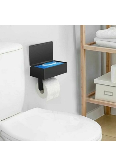 Novahub Pratik Raflı Tuvalet Kağıdı Tutucusu - Paslanmaz Çelik Duvara Monte - Islak Mendil Dispenseri - Premium Banyo Eşyası Diğer