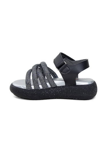 Minican Şa P 006 Patik Kız Çocuk Düz Sandalet Siyah Siyah