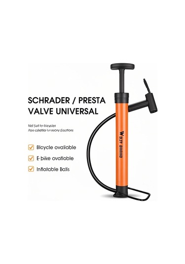 Ranyeek West Bıkıng Portatif Bisiklet Pompası, Bisiklet Ve Basketbol Topu Şişirme, 90psı, Turuncu Turuncu