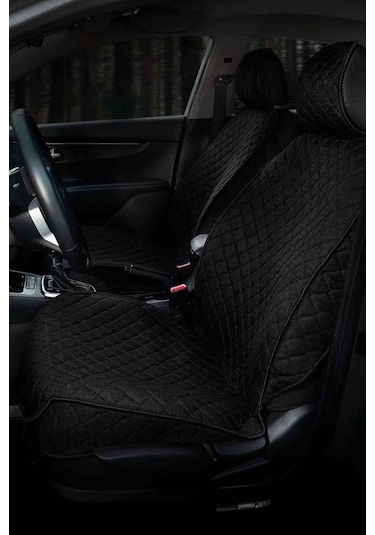 Tay Tüyü Terletmez Kumaş Oto Koltuk Kılıfı 2 Ön Koltuk Seti - Siyah