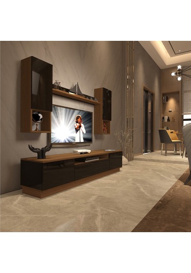 Decoraktiv Trendstyle 5das Mdf Tv Ünitesi Tv Sehpası Ceviz - Siyah