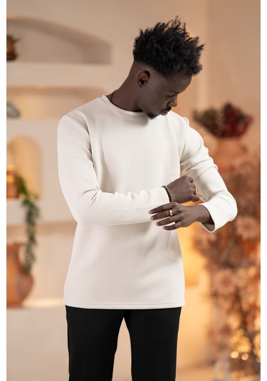 Paul Martin Modal Esnek Kumaş Regular Fit Mevsimlik Sweatshirt Krem