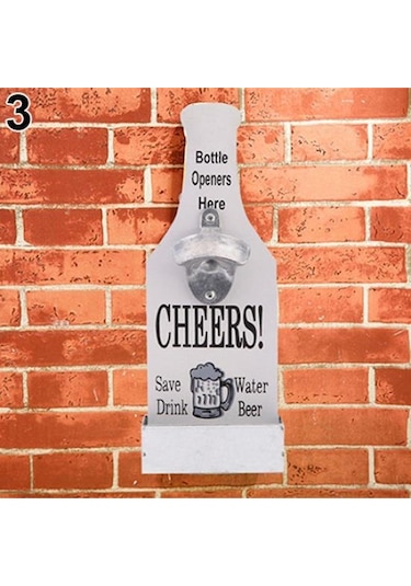 Beyaz 1 Adet Retro Yaratıcı Duvara Monte Bira Tarzı Dekoratif Askı Şişe Açacağı Beyaz