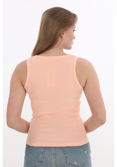 Monox Kadın Fitilli Likralı Pamuklu Askılı Atlet Somon