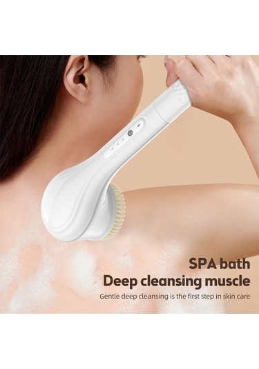 Ulzyvf Şarj Edilebilir 6 Başlıklı Vücut Fırçası - 3 Hızlı, Su Geçirmez Derin Temizlik Beyaz Beyaz