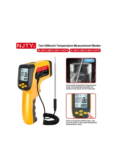 Boatshop1 Jd-05 Njty Kızılötesi Termometre Uçlu Temasız Sıcaklık Ölçümü 50 800 C K Tipi Termokupl Endüstriyel Otomotiv