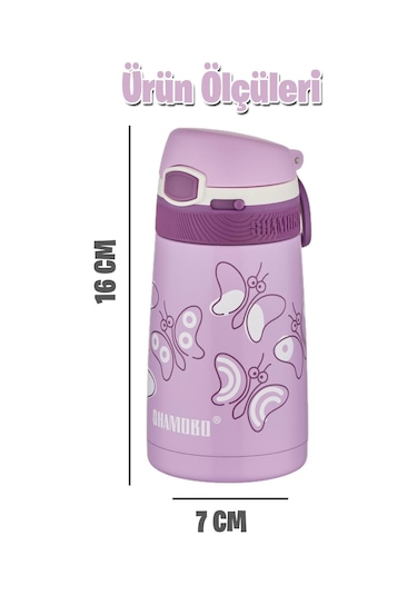 Shamobo 2li Set Pipetli Çelik Termos 350ml -6 Saat Isı Yalıtımı- mavi