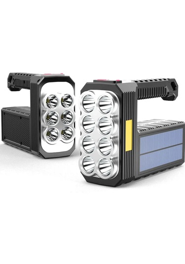 Ultra Güçlü 8 Gözlü Solar Güneş Panelli Şarjlı Aydınlatma