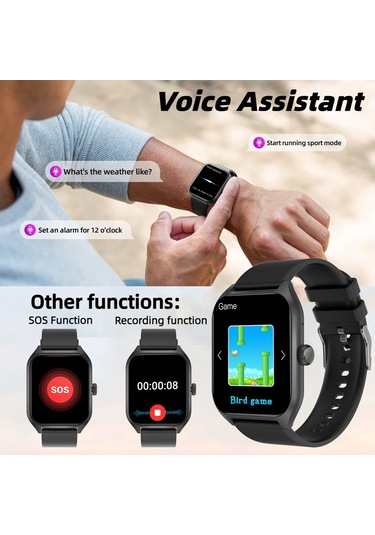 Geeroyoo Pembe Qx5 Akıllı Saat: Kan Şekeri Olmayan Ölçüm, Bluetooth Arama, Kalp Atımı-vücut Sıcaklığı İzleme, 100+ Spor Modu