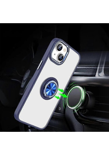 İphone Uyumlu 15 Ring Kickstand Koruyucu Telefon Kılıfı Şeffaf Akrilik+tpu Elektrokaplama Kapak