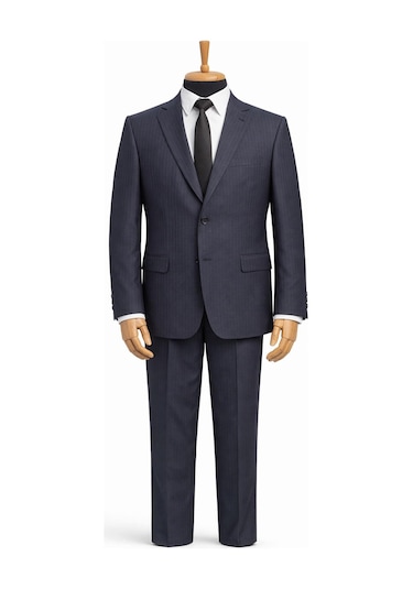 Dekosan Erkek Regular Fit Baba Çizgili Takım Elbise - 7554 Lacivert