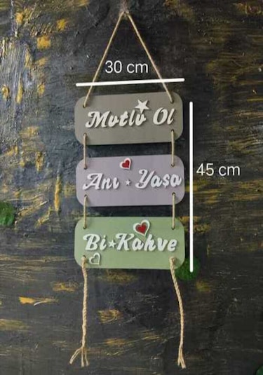Mutlu Ol Anı Yaşa Kahve Keyfi Ahşap 3 Lü Dekor Seti İç Dekorasyon