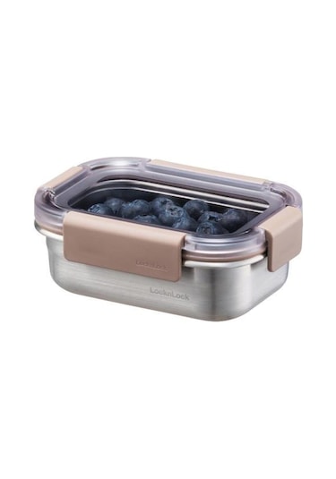 Locknlock Paslanmaz Çelik Dörtgen Kilitli Fırın & Saklama Kabı Kahverengi 310 ML Kahverengi