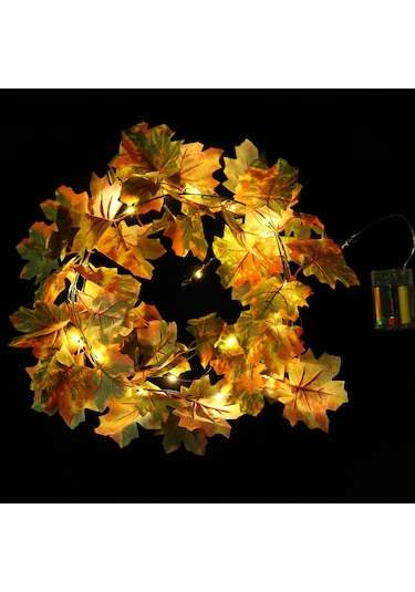Maiyame Kışbayramı Dekorasyon Işıkları - Akçaağaç Yapraklı Led Işık Zinciri, Sürekli Ve Parıltı Modu, 2.2m 20 Işık, 4'lü Paket Aa Pil Gereklidir Sarı & Yeşil