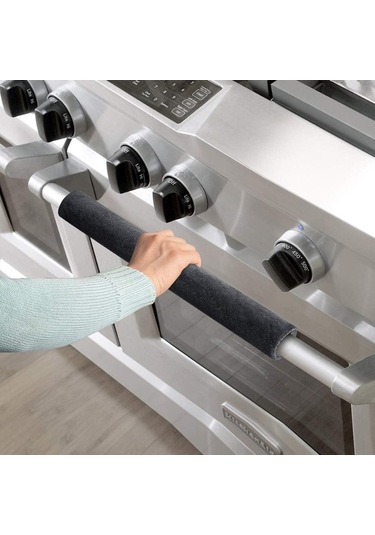 Sones 1 Çift Buzdolabı Sapı Kaymaz Kapak Mikrodalga Fırın Yağ Geçirmez Sap Kapağı Siyah