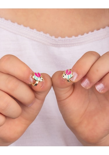 925 Ayar Gümüş Sevimli Arı Çocuk Küpesi