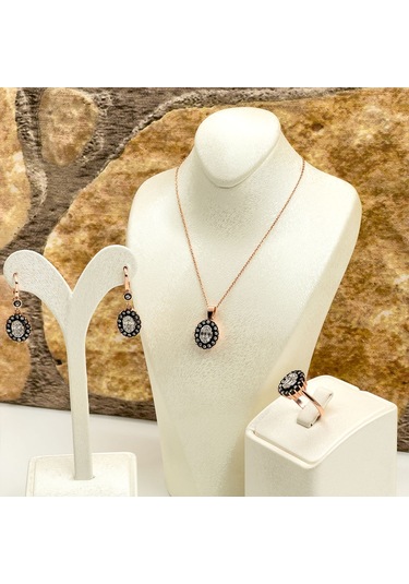 Elmas Montür Rosegold Oval Spor Gümüş Set Takım Rose Gold