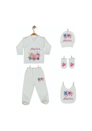 Pia Baby Gl 1931-05 İsme Özel Beşli Zıbın Set Krem