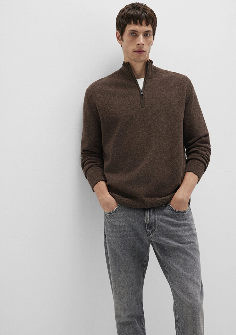 Mavi - Yün Karışımlı Kahverengi Kazak 0710371-70251 Kahverengi