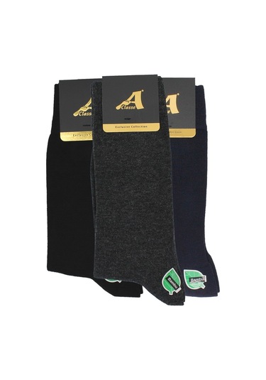 A Classe 3'Lü Asorti Paket Düz Bambu Erkek Çorap Antrasit
