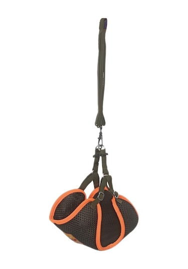 Markapet Kedi Köpek Havalı Göğüs Tasma Seti Small 32-40 CM + 130 CM Haki Turuncu