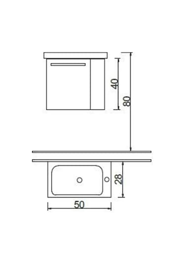 Turkuaz Cerastyle Frame Mini Lavabo 50X28 Cm. Step Banyo Dolabı Çok Renkli