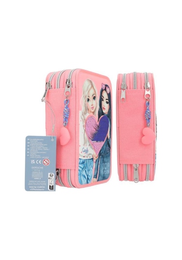 Top Model Triple Pencil Case With Reversible Sequins