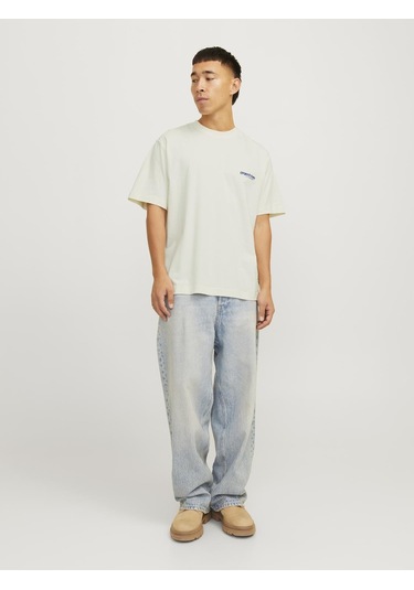Jack & Jones Erkek Gögüs Ve Sirt Baskili Tişört - Union - 12273442 Sweet Corn Çok Renkli