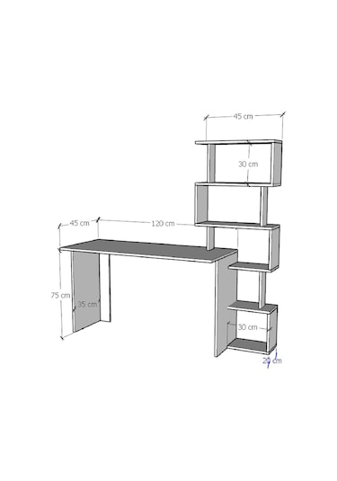 Moonlife Yakamoz Kitaplıklı Çalışma Masası Beyaz