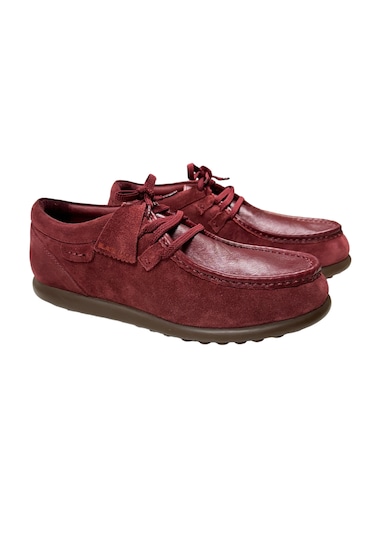 Erkek Hakiki Süet Deri Ayakkabı Bordo