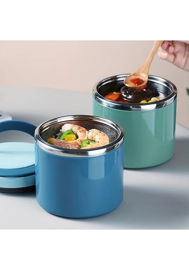 Chuangyinshop Mavi 21,3 Oz Paslanmaz Çelik Yemek Saklama Kabı Mavi