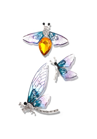 Padalink Yeşil Yncp6119 Büyük Boy Yaban Arısı-basıkan Kelebek Desenli Allüminyum Kristal Taşlı Giyim Dekorasyonu Broş Yeşil