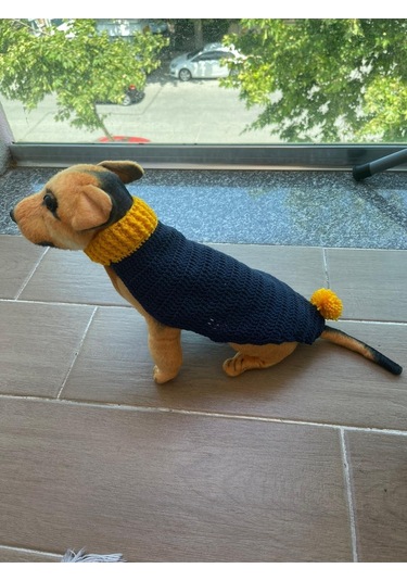 Pati Kedi Köpek Örme Ponponlu Düğmeli Kıyafet Giyim Pet