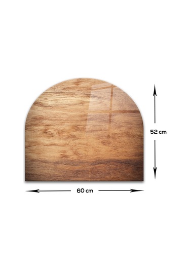 Decorita Cam Ocak Arkası Koruyucu | Oval Şekilli | Ahşap Görünüml