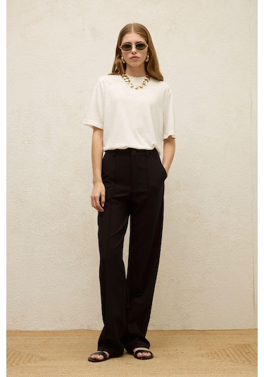 Manuka Önden Dikişli Straıght Pantolon Siyah